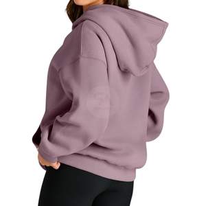 Pull à capuche ample pour femme, style streetwear, couleur mauve, manches longues, design personnalisé, en molleton de coton épais pour l'hiver, vente en gros - Product Image 2