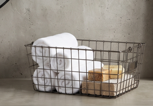 Fine Quality <b>Rectangular</b> Metal Wire <b>Storage</b> <b>Basket</b> With Handles Rustic Style Multi Purpose Neatening Container - Product Image 4