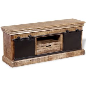 Mueble para TV de Madera de Mango Sólida Multicolor, 43.3 x 11.8 x 17.7 Pulgadas, para Sala de Estar - Product Image 6