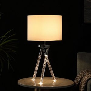 26.25\" Mid Century Birgit LED Acrylic Table <b>Lamp</b> with Tapered Legs <b>Silver</b> Metal-Unique Design In-Home Decor - Product Image 3