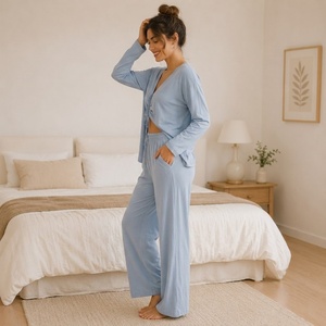 Ensembles de vêtements de détente pour femmes, 100% coton, doux et confortables, pyjamas pour femmes, vêtements de nuit, vêtements de détente décontractés d'été - Product Image 2