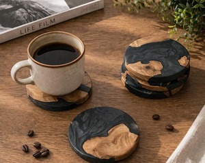 High Quality Custom Wood & Resin <b>Coasters</b> for <b>Drinks</b> Resin Wood Tea Cup <b>Coaster</b> Round Style Mats For Coffee Cup <b>Drink</b> - Product Image 6