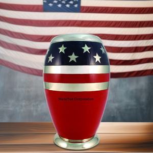 Modern Style Stars American Flag Adult Cremation <b>Urn</b> Wholesale Manufacturer Memorial Ashes <b>Jar</b> Funeral Burial Keepsake Metal <b>Urn</b> - Product Image 2