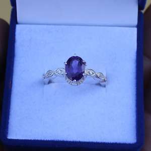 Bague en améthyste naturelle, argent sterling 925, pierre de naissance de février, bague de promesse, cadeau d'anniversaire pour femme - Product Image 5