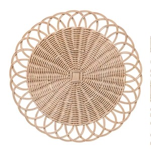 Assiette de présentation bohème en rotin pour décoration de table de mariage, assiette de présentation artisanale en gros - Product Image 2