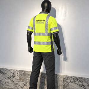 Polo de travail haute visibilité respirant et antibactérien en polyester certifié CE pour techniciens utilitaires, ingénieurs sur le terrain et vêtements de travail extérieurs - Product Image 3