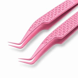 Pince à épiler pour cils rose de précision avec pointes lisses en plastique - Product Image 2