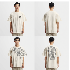 เสื้อยืดพิมพ์ลาย DTF รูปทรงหกเหลี่ยมสำหรับผู้ชาย ทรงโอเวอร์ไซส์ สไตล์ลำลอง สตรีทแวร์ ผ้าฝ้าย - Product Image 3