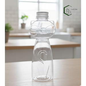 Bouteille en plastique PET de 500 ml en forme de chat avec bouchon à vis en aluminium, emballage créatif pour jus, lait, thé, café, boisson, OEM Vietnam - Product Image 6