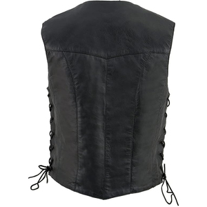 Samroz Sports Women's Black Genuine Leather <b>Vest</b> with Zipper Closure V-neck Breathable & Quick Dry Winter Outerwear - Product Image 2