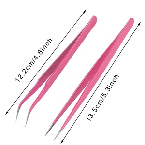 Ensemble de 4 pinces à cils avec logo personnalisé OEM, poignée diamantée, pointe en acier inoxydable - Product Image 6