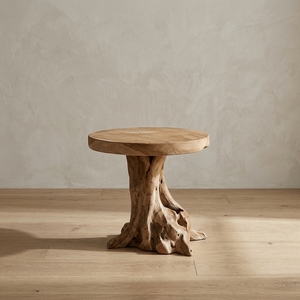 Mesa Auxiliar Moderna Minimalista de Raíz de Ratán, Mesa de Centro Rústica con Borde Natural para Villa, Hotel, Patio, Sala de Estar - Product Image 2