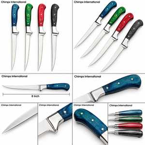 Cuchillo de Filetear Ecológico Hecho a Mano con Hoja de Acero Inoxidable, Acabado Pulido, Mango de Madera Colorido, Flexible para Filetear y Desespinar Pescado - Product Image 2