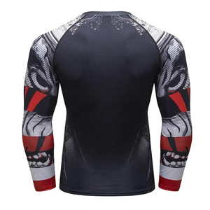 Rashguard à manches longues 220 GSM respirant, séchage rapide, écologique, pour BJJ MMA Grappling, compression, imprimé, manches intégrales en Spandex - Product Image 2