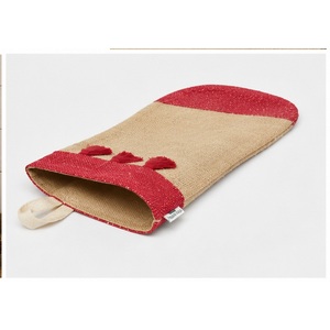 Custom Jute Christmas Stocking With Tassels Natural Red Burlap Gift Bag 31x31x16 cm Wholesale OEM ODM Private Label Manufacturer - Product Image 6
