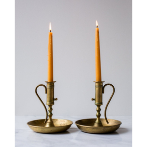Brass Candlestick Holder Set With Dish Base <b>Heat</b> Resistant Home Decoration Metal Candle Holders Vintage Chamberstick Holder - Product Image 1