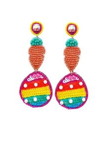 Boucles d'oreilles artisanales brodées de perles colorées CRYSTAL CRAFT, grande taille pour femmes, couleur personnalisable, pour fêtes, cadeaux, style indien - Product Image 2