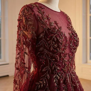 Fournisseur de robes de soirée longues de luxe bleues à perles, prix d'usine, vente en gros - Product Image 1