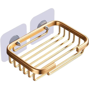 Professional Soap Holder Dish <b>Storage</b> Rack Gold Soap Dish for <b>Shower</b> Creative Hanging Drain Rack Self Adhesive Latest Design - Product Image 1