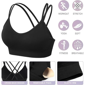 Women <b>Racerback</b> Breathable Sports <b>Bra</b> Quick Dry High Support Seamless Yoga Gym Running Front Logo - Product Image 5