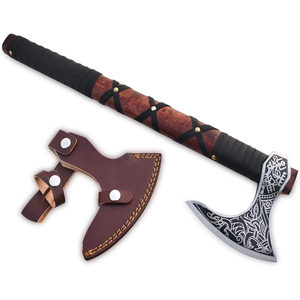 Hand Forged Industrial <b>Axe</b> <b>Handle</b> Custom Carbon Steel <b>Axe</b> Custom <b>Handle</b> Viking <b>Axe</b> with Leather Sheath for Sale - Product Image 6