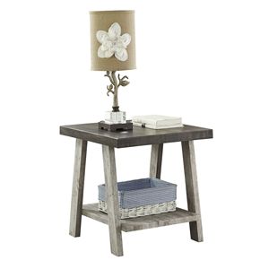 Tavolino da salotto Athens Contemporary in legno bicolore con ripiano in noce anticato e grigio - Product Image 4