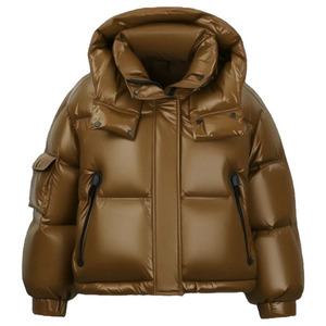 Wholesale Winter Custom Men's Bomber Jacket Hooded Reversible Stand Collar High Street Style <b>Warm</b> Lightweight Outdoor OEM ODM - Product Image 4
