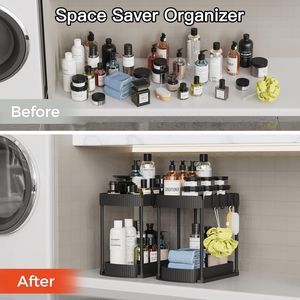 <b>Cabinet</b> Organizer Multi-Purpose Pull Out Storage <b>Under</b> <b>Sink</b> Bathroom Kitchen <b>Black</b> 12.8 Inches - Product Image 5
