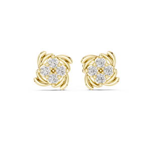 Diamant de laboratoire taille ronde, or pur 14K 18K, boucles d'oreilles clous à quatre pierres motif floral, 0.36CT DEF VVS, cadeau d'anniversaire, bijoux fins, ODM - Product Image 3