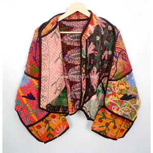 เสื้อแจ็คเก็ตผ้าฝ้ายคันธาคุณภาพดีเยี่ยม งานแฮนด์เมด เสื้อแจ็คเก็ตสำหรับฤดูหนาว แฟชั่นสำหรับผู้หญิง แจ็คเก็ตสั้น ฟรีไซส์ เสื้อผ้าพื้นเมือง - Product Image 3