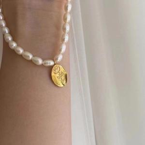 สร้อยคอหรูหรา ระดับไฮเอนด์ ไข่มุกน้ำจืดธรรมชาติ จี้สีชมพูอ่อน สร้อยคอแฟชั่นยอดนิยม ดังในโซเชียล - Product Image 2