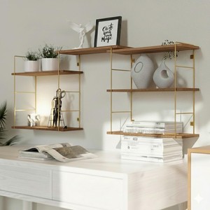 Estantes Flotantes de Madera Sheesham Hechos a Mano, Diseño Industrial de Tuberías, Minimalistas, para Sala de Estar, Función de Almacenamiento Individual, Venta al Por Mayor - Product Image 6