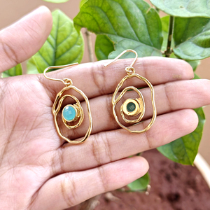 Women's Brass 18K Gold Plated High Quality 40mm Drop <b>Dangle</b> <b>Earring</b> Multicolor Faceted Gemstone Jewelry Hook Closure Bezel - Product Image 4