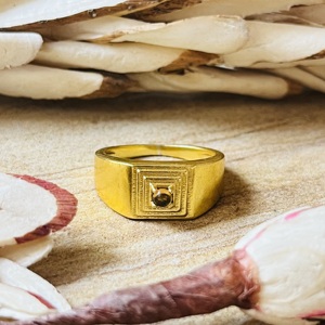 New Arrival Geometric <b>Tiger</b> <b>Eye</b> <b>Ring</b> Minimalist Brass <b>Rings</b> For Men 18k Gold Plated Square Signet Jewelry For Wholesale/OEM/ODM - Product Image 5