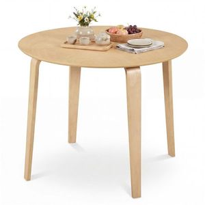 <b>Solid</b> Rubber <b>Wood</b> Legs 37.5\" <b>Round</b> <b>Dining</b> <b>Table</b> for 4 People Natural Color - Product Image 2