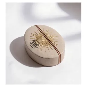 EXOTIC INDIAN ART EIA Embroidered Cotton Oval Cloth Box Customized Size Modern Design Wedding Favor <b>Gift</b> Packaging <b>Creative</b> - Product Image 1
