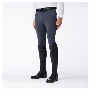 Jodhpurs d'équitation noirs pour femmes, taille mi-haute, coupe ajustée, avec grip intégral et patch logo - Product Image 2