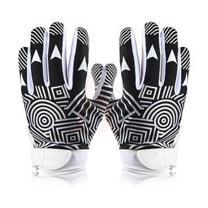 Guantes de dedo completo con estampado geométrico en blanco y negro, antideslizantes, para exteriores, unisex, de poliéster, con cierre de gancho y bucle - Product Image 1