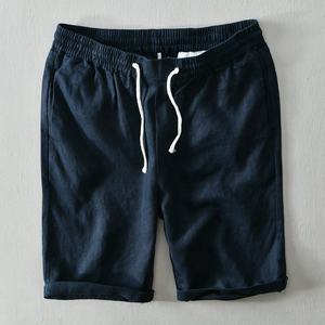 Shorts de bain et de plage pour hommes, coupe décontractée, couleur marine, légers, avec cordon de serrage, 100% coton, service OEM - Product Image 5