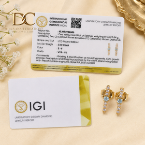 Lab Grown <b>Diamond</b> 10KT Solid Gold IGI Certified and Lab Grown Yag Paraiba <b>Blue</b> Stud <b>Earring</b> Women Minimalist Fine Jewellery - Product Image 6