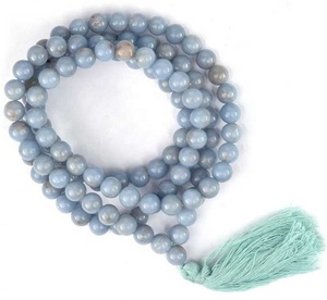 RAIS AGATE Ángelita Natural 8mm 108 Cuentas Mala, Cuentas de Oración Azul Ángel, Gema Pulida, Jap Mala para Meditación, Yoga y Espiritualidad - Product Image 1