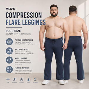 Men's Plus Size Compression <b>Flare</b> Leggings Breathable Quick Dry Yoga Pants Low Waist Drawstring Sports Trouser Men Gym Legging - Product Image 1