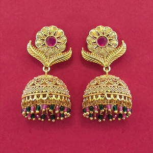 Exportador de Joyería Artificial en India, Jhumki Antigua con Baño de Oro 233109 - Product Image 2