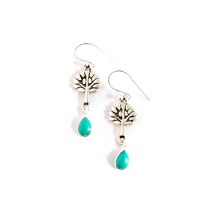 Boho <b>Tree</b> of Life 925 Sterling Silver Earrings Teardrop <b>Light</b> Blue Turquoise Dangle Earrings Jewelry Wholesale Bulk - Product Image 3