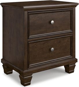 Table de chevet classique en bois massif de haute qualité avec finition brun foncé pour chambre à coucher - Product Image 1