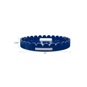 Plateau en bois design bleu à bords incurvés pour servir des boissons, des aliments, dans la salle à manger, la cuisine, l'hôtel, sur la table basse et comme plateau décoratif ou cadeau. - Product Image 6