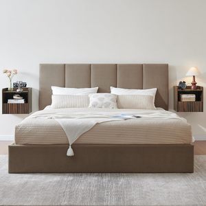 Mesita de Noche Moderna de Madera para Montar en la Pared con Cajón de Almacenamiento y Estante Abierto para Dormitorio y Sala de Estar, Diseño Minimalista - Product Image 4