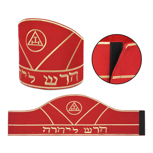 Mitra de Capítulo del Arco Real de Primoprecipitario, Bordado Rojo y Dorado, Premium, Informal, para Regalia Masónica, Transpirable y Ajustable - Product Image 4
