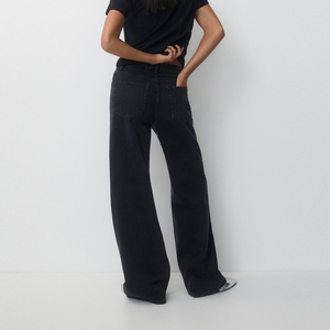 Jean en denim pour femme à taille haute, coupe ample et jambes larges, respirant et tendance, personnalisable, à prix abordable - Product Image 2