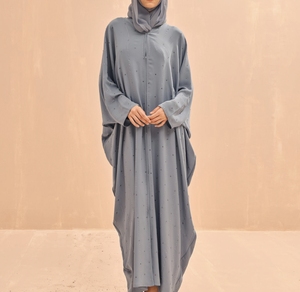 Abaya Tradicional Islámica Negra para Mujer, Estilo Saudí, de Poliéster Transpirable, Largo hasta el Tobillo, para Primavera, Venta al Por Mayor en Dubái - Product Image 1